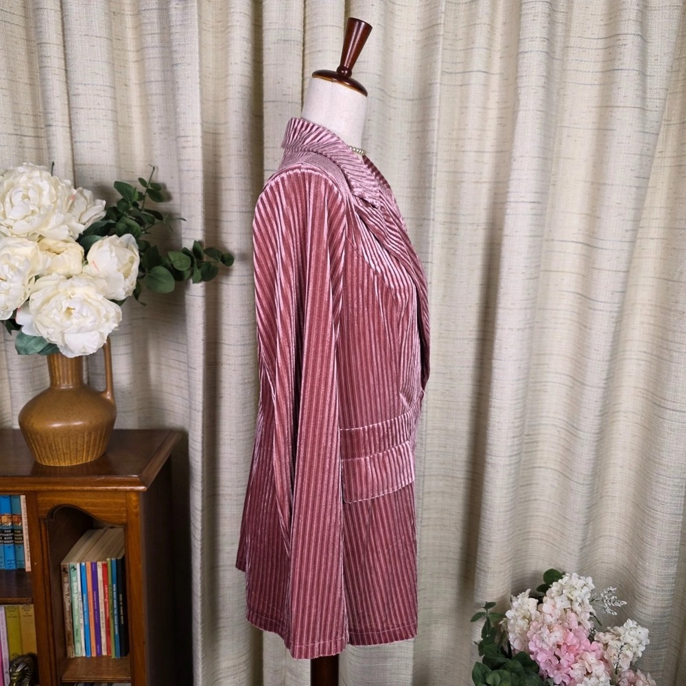 Light Pink Velvet Blazer Boho Romantic Coquette Fairy Size Large - Picture 5 of 16
